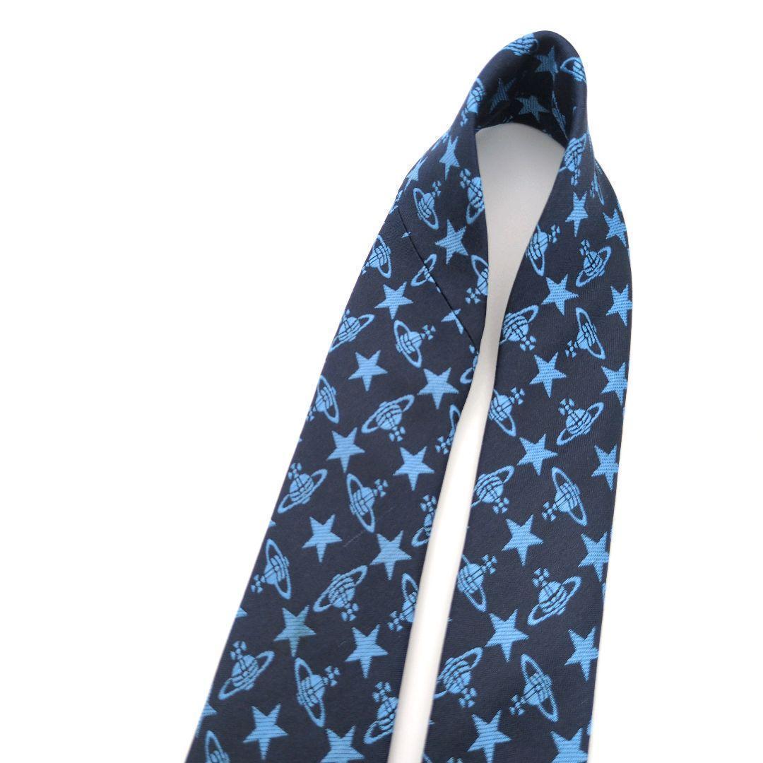 美品】ヴィヴィアンウエストウッド ネクタイ ネイビー オーブ 光沢