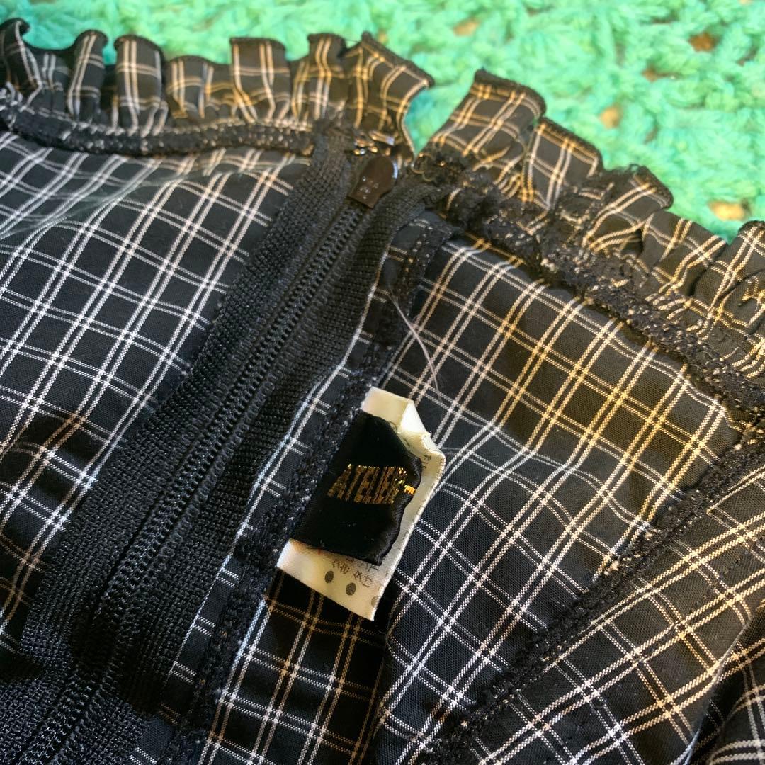 アトリエピエロ スカート チェック柄 編みコルセット