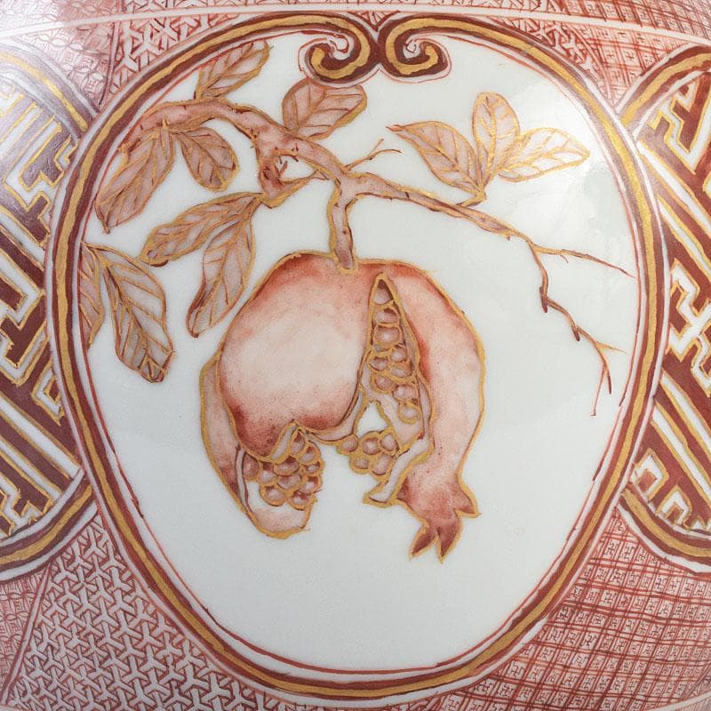 九谷焼 北山堂 赤絵金彩 瑞果文 花瓶 共箱 F R9158B - メルカリ