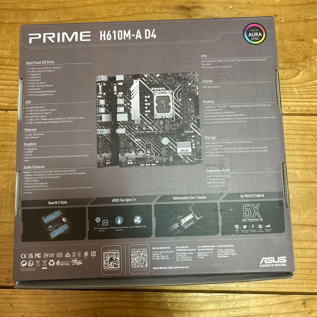 専用 ASUS PRIME H610M-A D4 マザーボード cpu付き