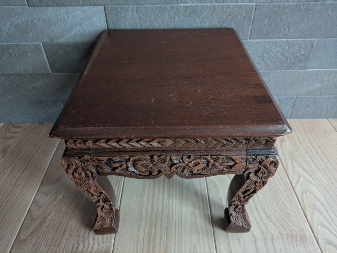 花台 木製 彫刻 飾り台 アンティーク調 アジアン家具 猫脚