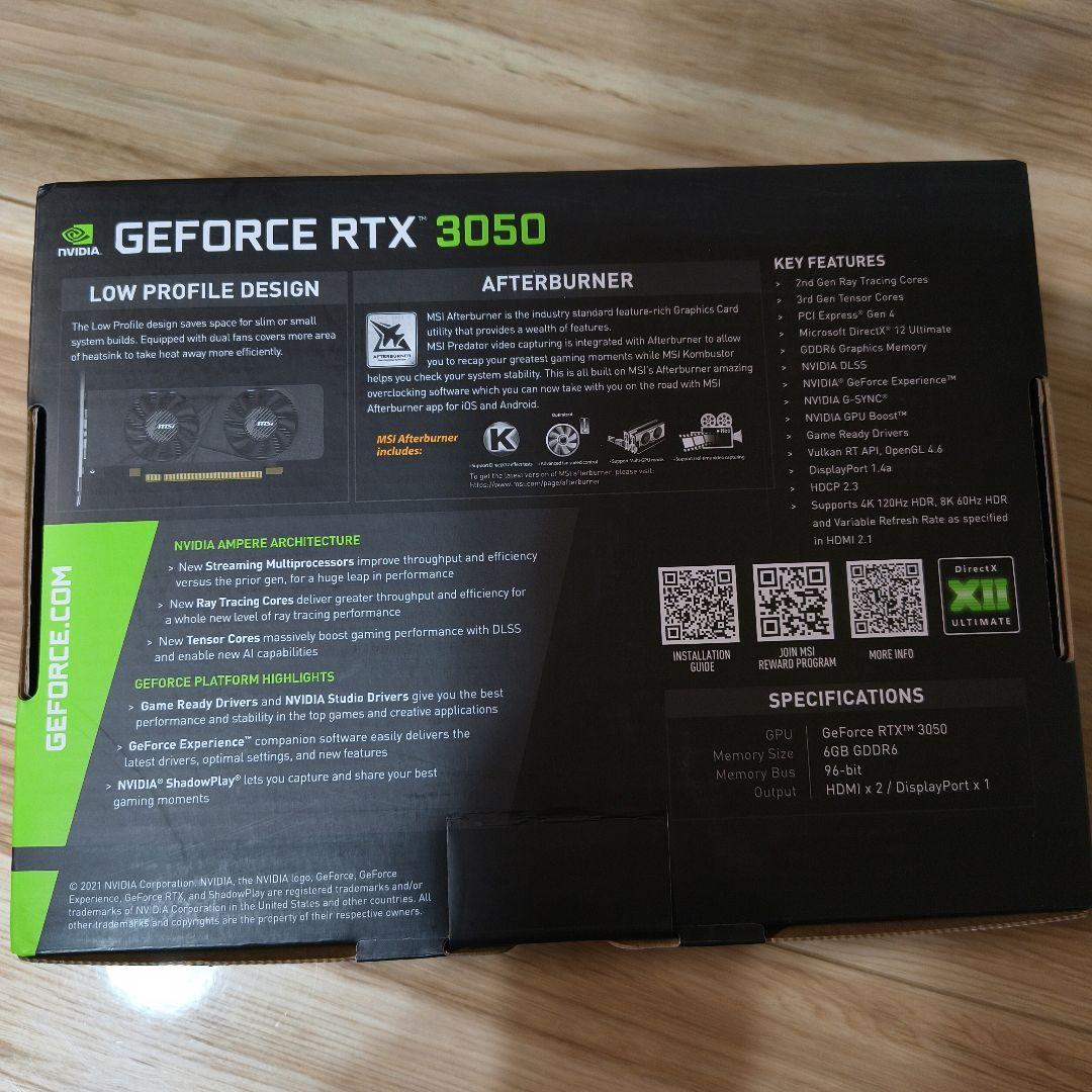 新品未使用・MSI GeForce RTX 3050 6GB GDDR6 OC