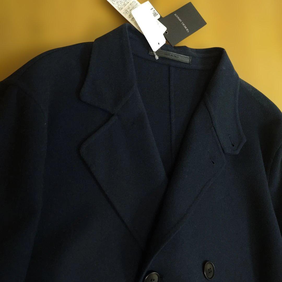 Giorgio Armani ネイビー ダブルブレストカシミヤコート Мサイズ