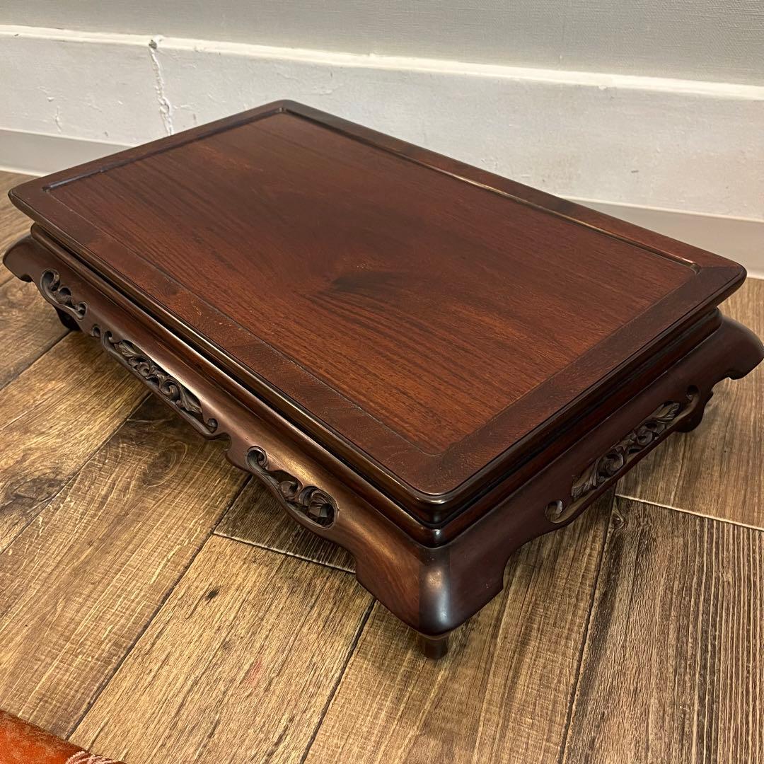 大阪唐木指物師 高嶋作 唐木 紫檀 猫足 花台 飾台 通達大臣指定伝統的