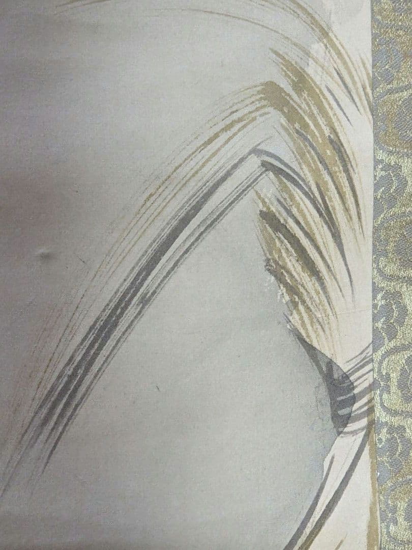 ♢犬と椿図 絹本水墨画 墨彩画 掛け軸？円山派 明治時代 鹿角古美術