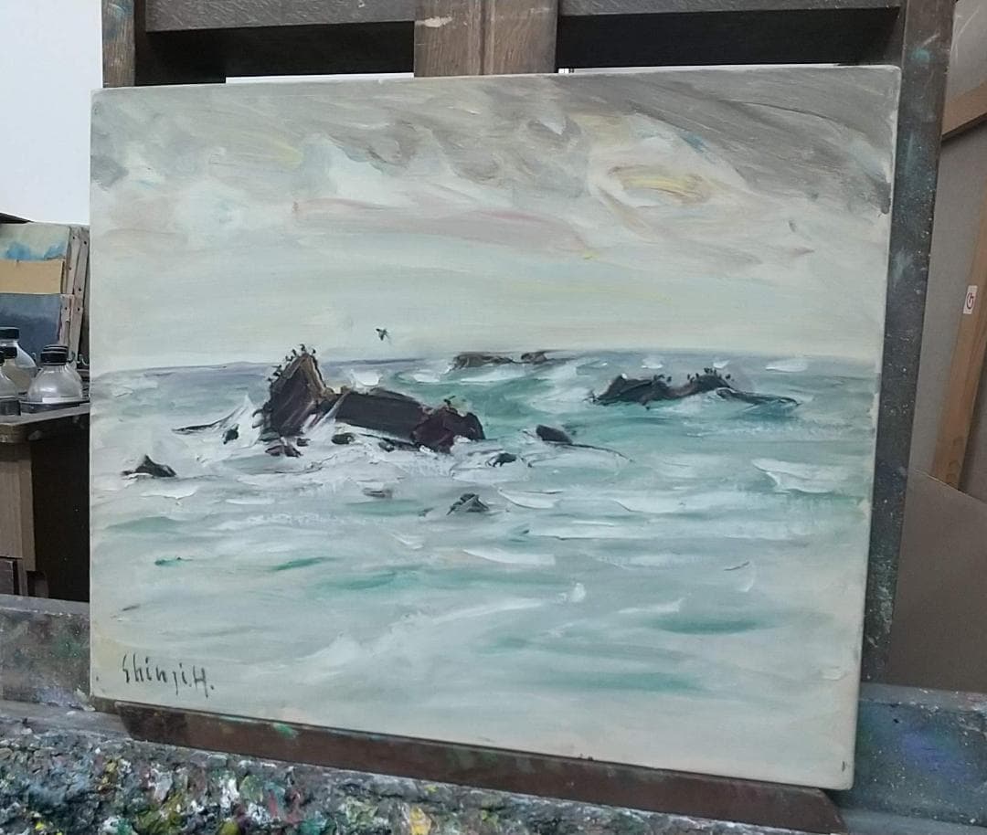 冬の海」房総黒生海岸 F8 絵画 油絵 油彩画 風景画 アート - メルカリ