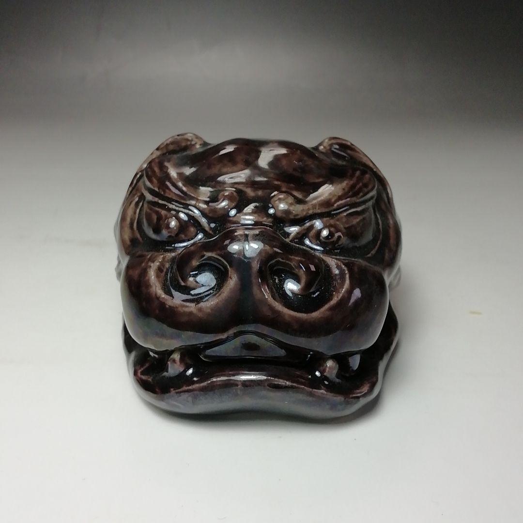 S725 香合 『獅子頭』『九谷焼』『朝倉文夫作』 共箱 茶道具