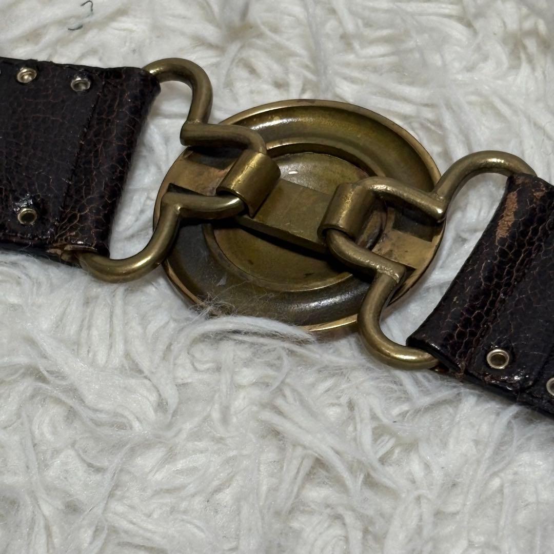 超希少✨ヴェルサーチ ベルト メデューサ ハラコ スタッズ ブラウン