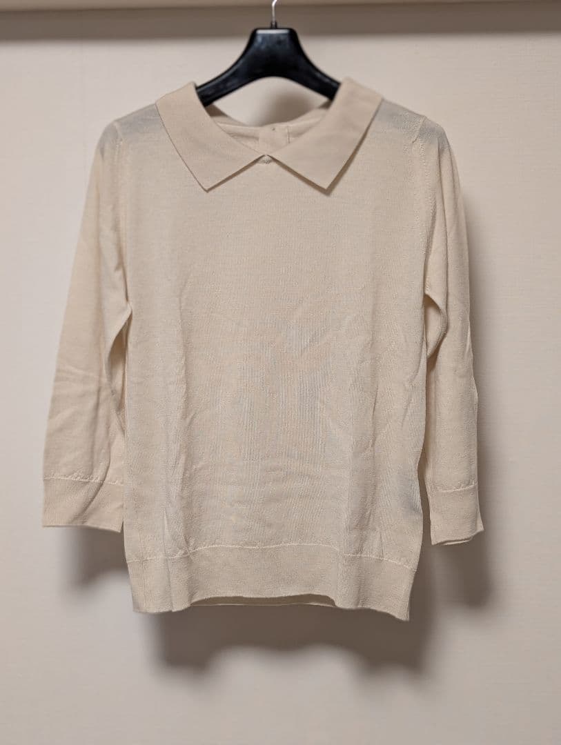 マーガレット・ハウエル＆ジョンスメドレー 七分袖ニット シャツカラー サイズ2 美品】マーガレットハウエル×ジョンスメドレー ポロニット襟付き