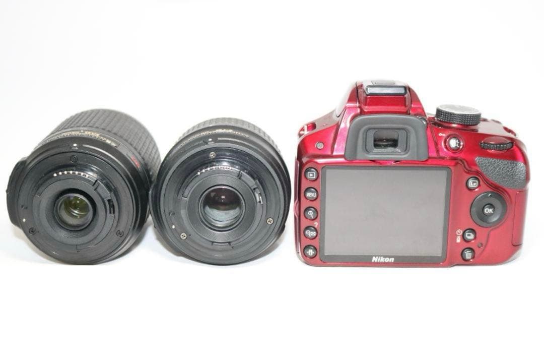 美品 希少レッド⭐望遠レンズセット Nikon D3200⭐S回数少⭐一眼レフ