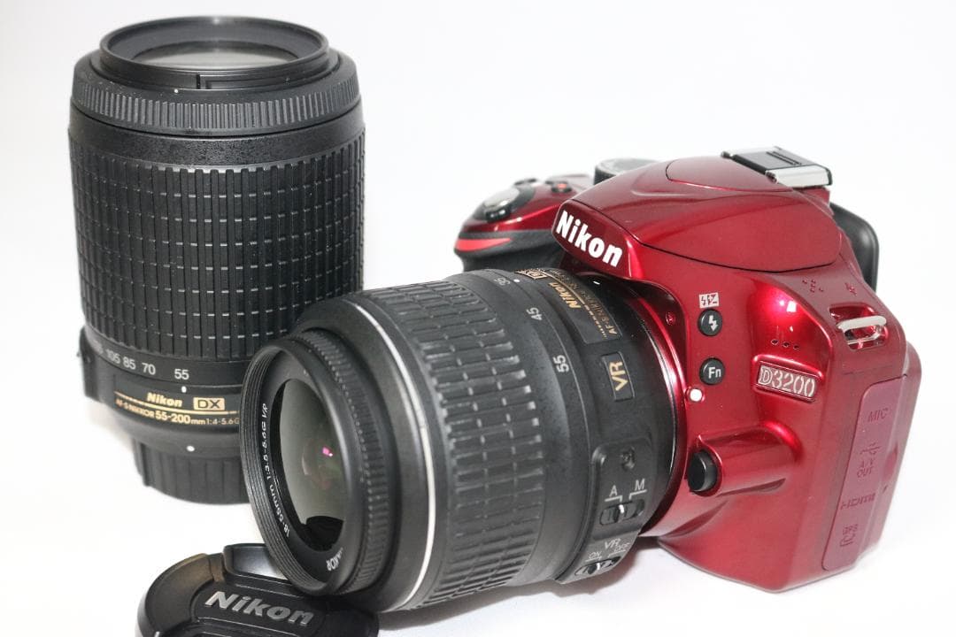 美品 希少レッド⭐望遠レンズセット Nikon D3200⭐S回数少⭐一眼レフ
