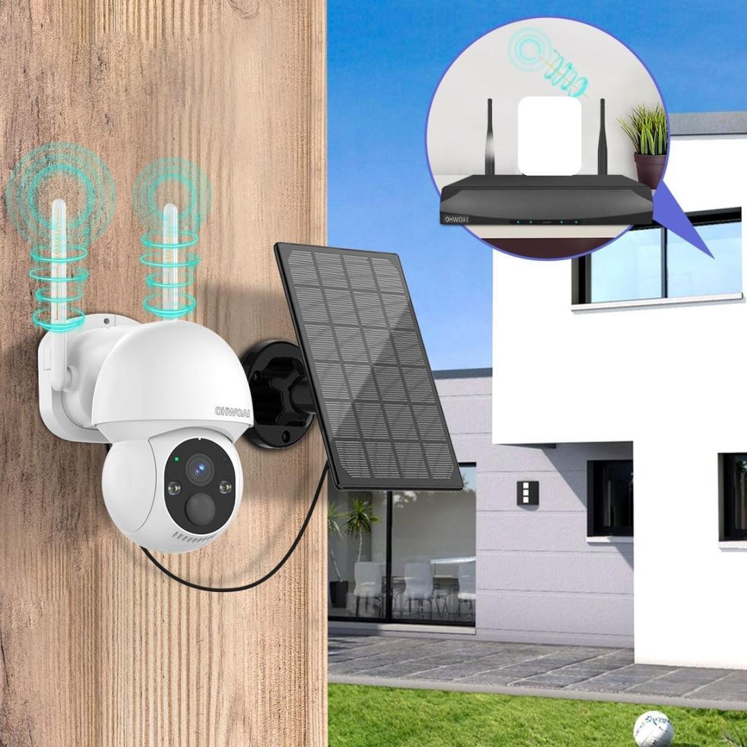 ワイヤレス＆ソーラー　防犯カメラ　2台　パンチルト機能　双方向通話　IP66 ワイヤレス＆ソーラー 防犯カメラ 2台 パンチルト機能 双方向通話 IP66
