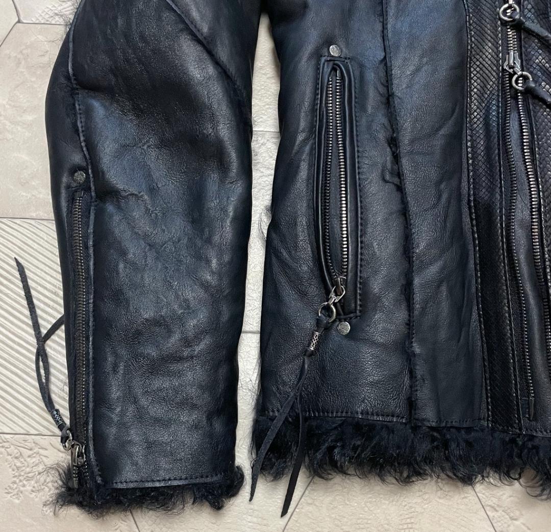 定価30万円 極美品 シェラック SCHORL 蛇革xムートンライダース黒46