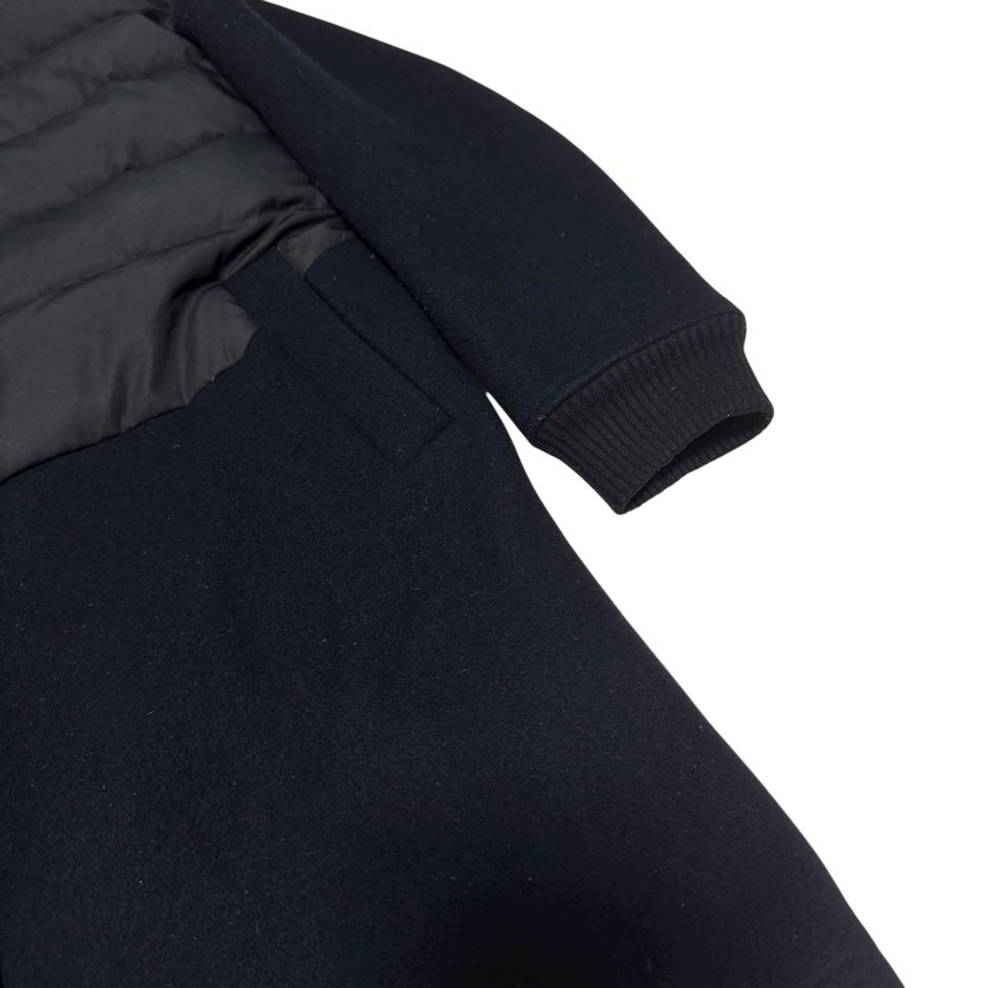 MUVEIL 異素材切替 ダウンコート ノーカラー ブラック ウールコート 36