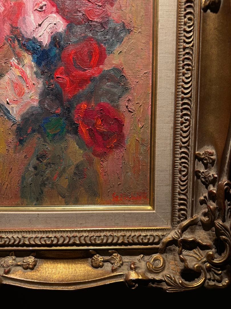 山中清一郎【スペインの壺の薔薇】肉筆油彩画 - メルカリ 山中清一郎