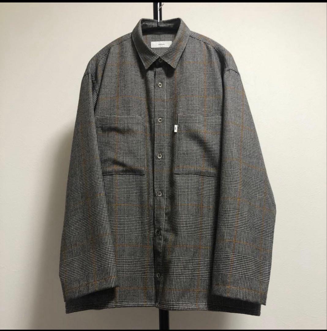 試着のみ セットアップ グラフペーパー チェック ウールシャツ コック