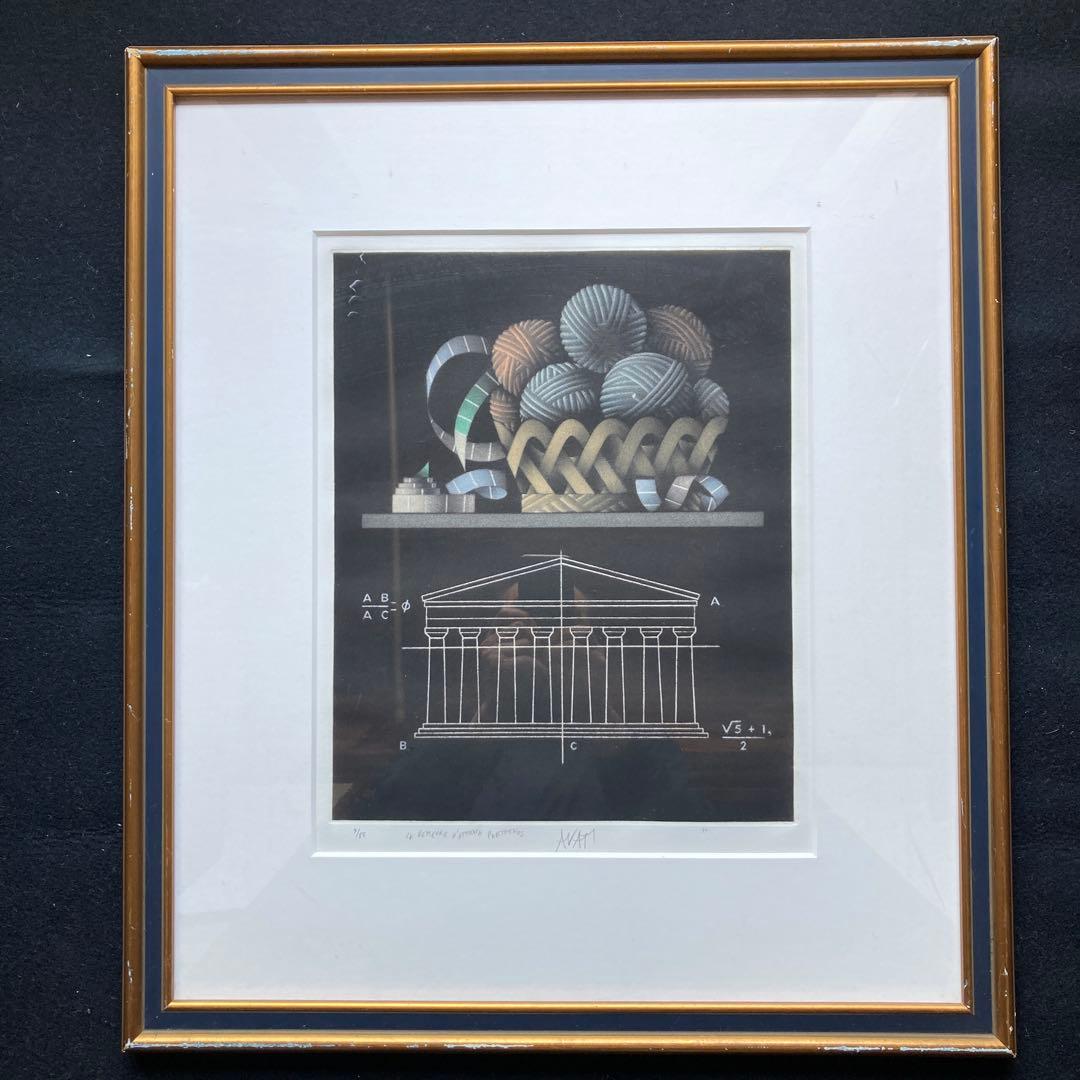 マリオ・アバチ　アテネのパルテノン神殿と毛糸の玉 額縁60×52絵34×27CM 2026年最新】マリオ・アバチの人気アイテム - メルカリ