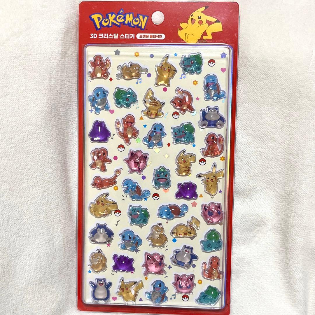 韓国限定 ポケモン公式 シール ステッカー 3D クリスタル 正規品 初期