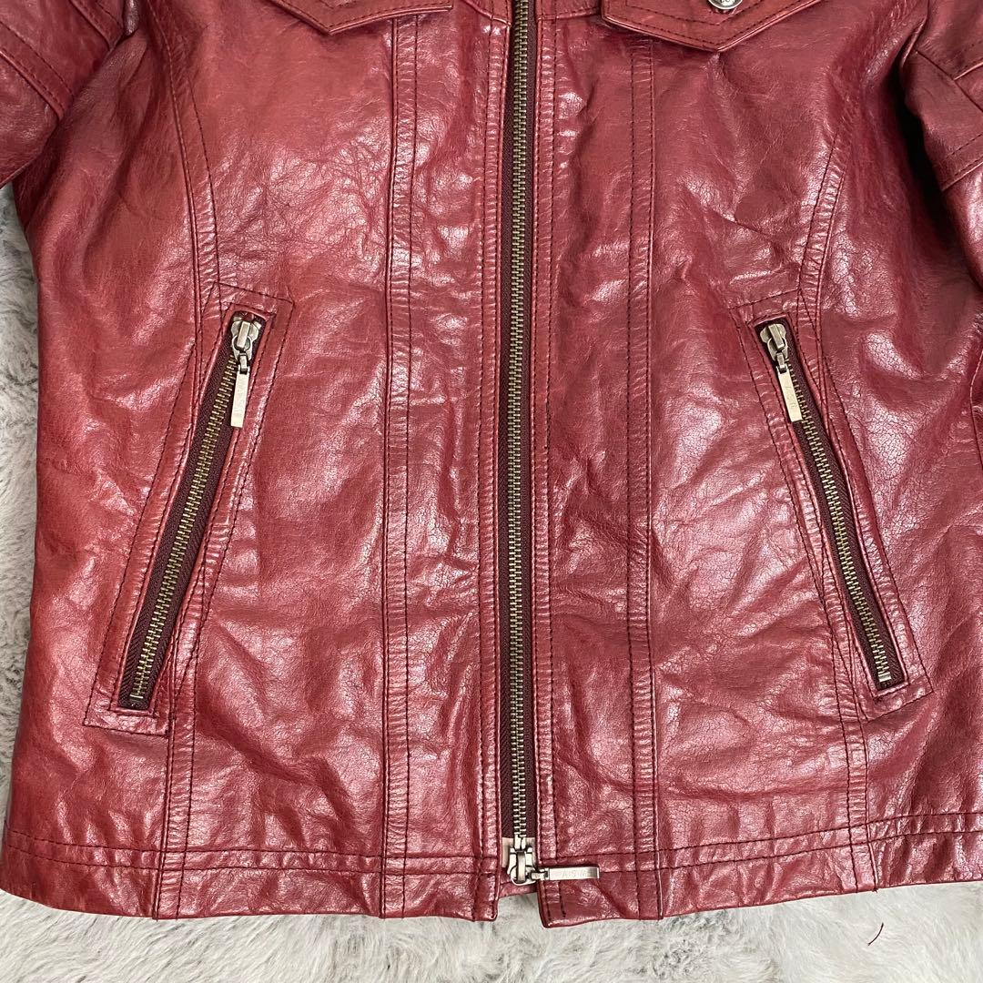 A.S.M レザージャケット 48 水牛革 赤 シングルライダース Y2K - メルカリ