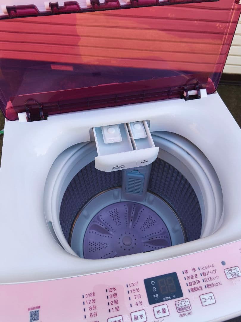 関東限 条件で無料配 ピンク洗濯機 23年 ピンク 洗濯機 分解清掃済