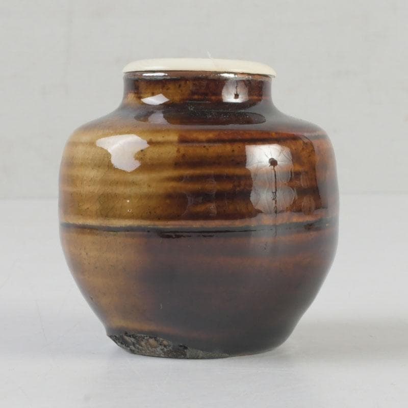 茶道具 瀬戸焼 達郎作 茶入 仕覆付 共箱 V 9689