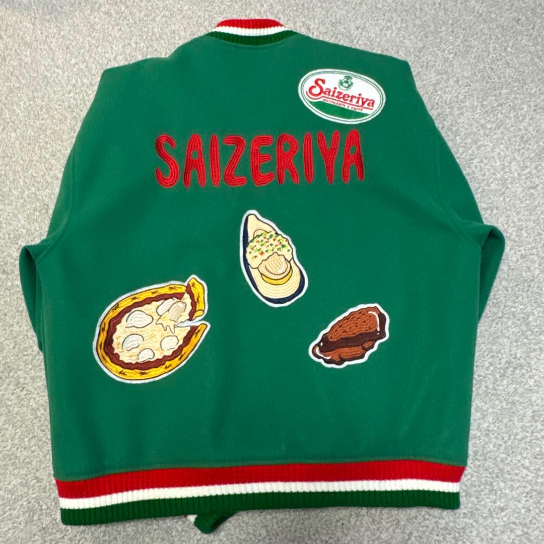 Saizeriya 刺繍スタジャン グリーン - ジャケット・アウター安い 価格