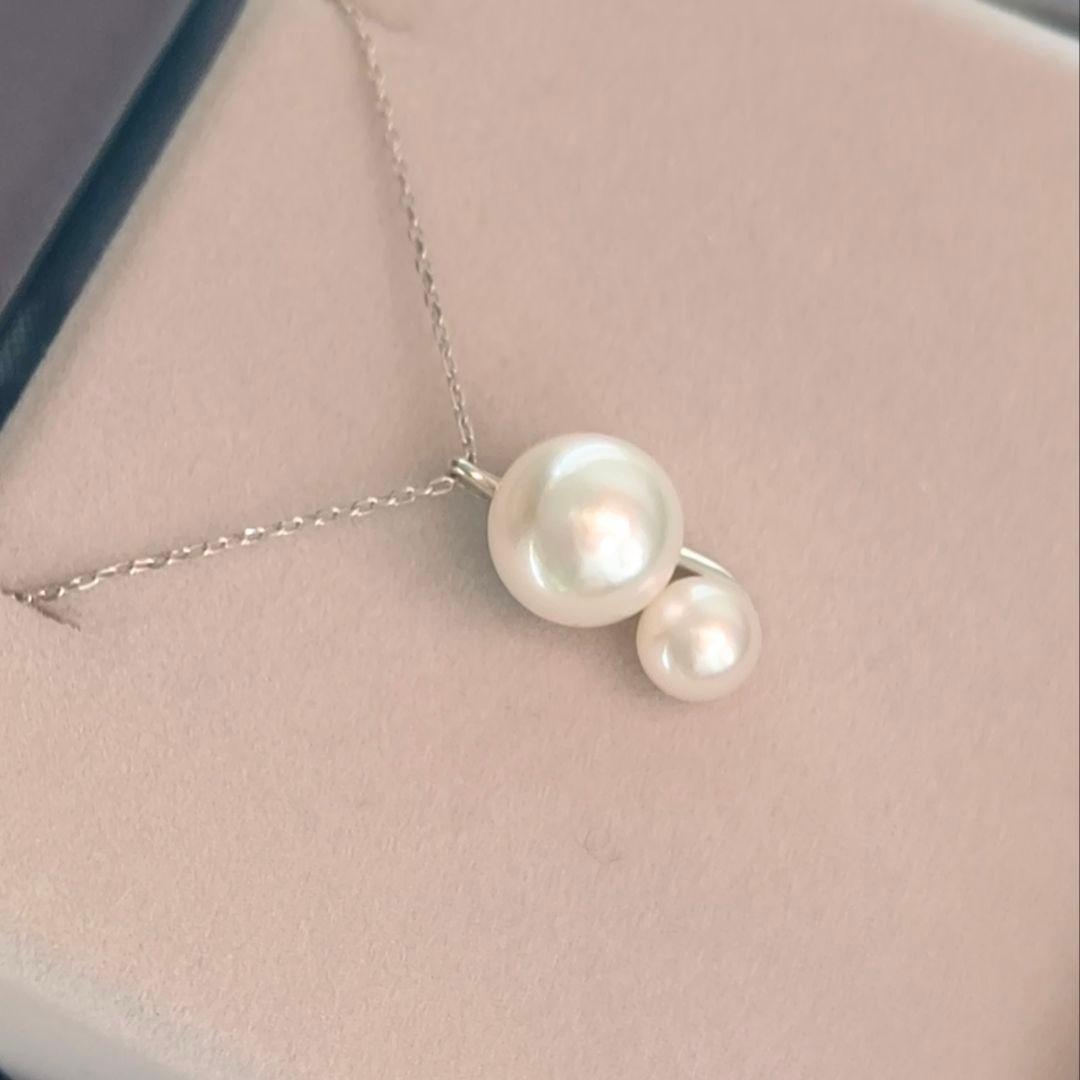 未使用 スタージュエリー K18 WG パール パール グラビティ ネックレス