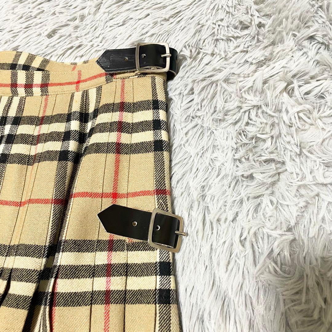 バーバリー ノバチェック ラップスカート プリーツ Mサイズ 英国製