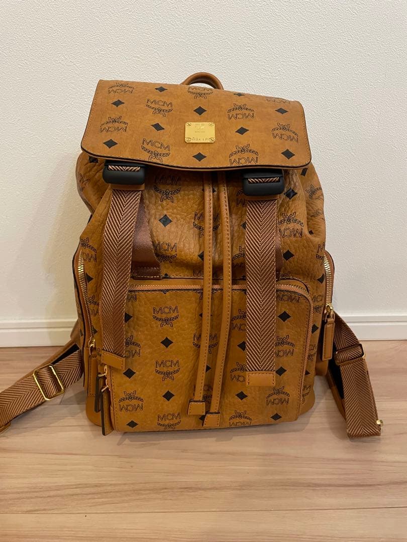 MCM ブラウンレザーリュック ビッグサイズ本革 メンズリュック