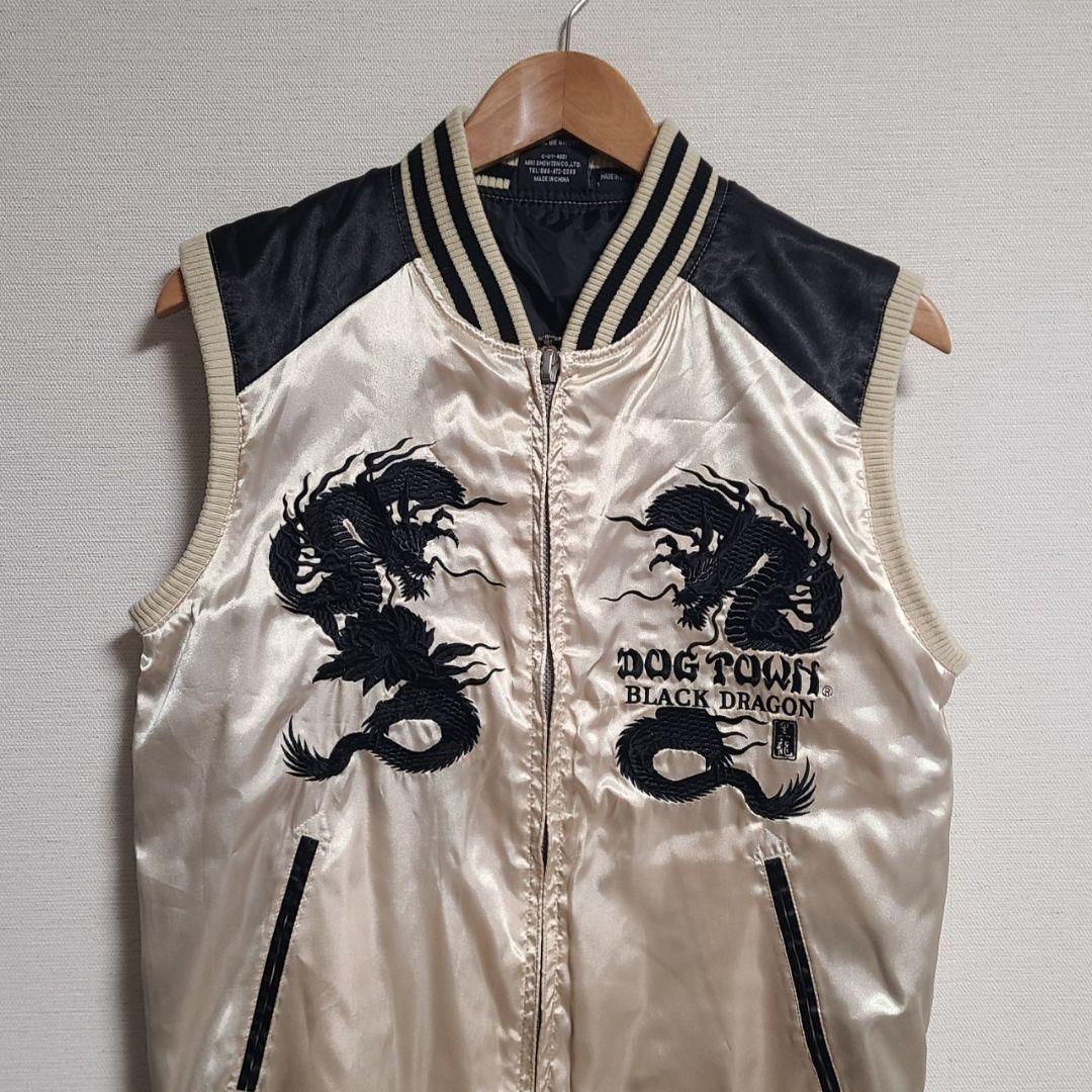 ドッグタウン 黒龍 スカジャン ベスト ロゴ 刺繍 M 希少 DOG TOWN