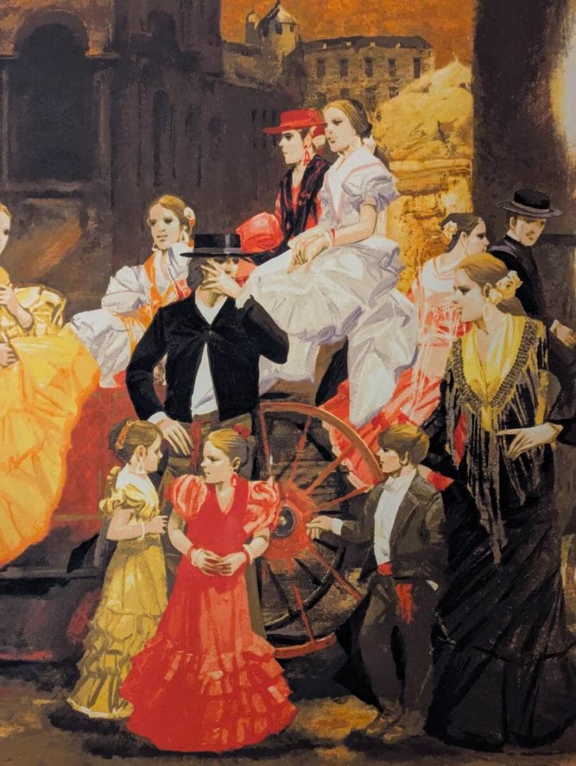 真作】版画 斎藤三郎 リトグラフ セビリアの華 スペイン舞踏 箱入 X13