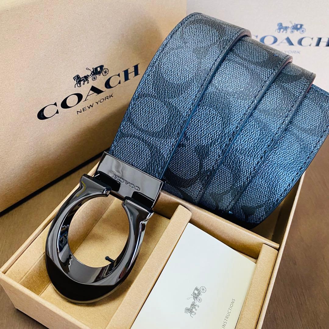 COACHコーチ新品正規品リバーシブルレザーベルト　回転バックル COACHコーチ新品正規品リバーシブルレザーベルト回転バックル - メルカリ