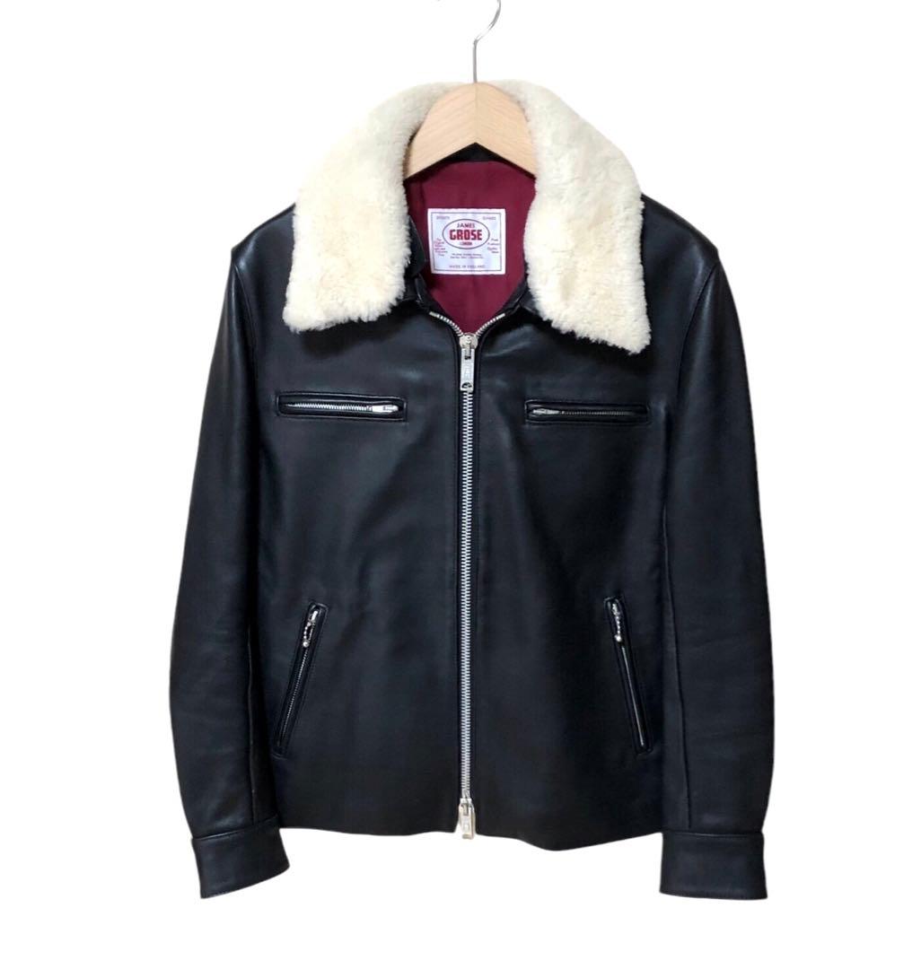 ◇美品◇JAMES GROSE◇ライダースジャケット◇襟ボア脱着可◇英国製