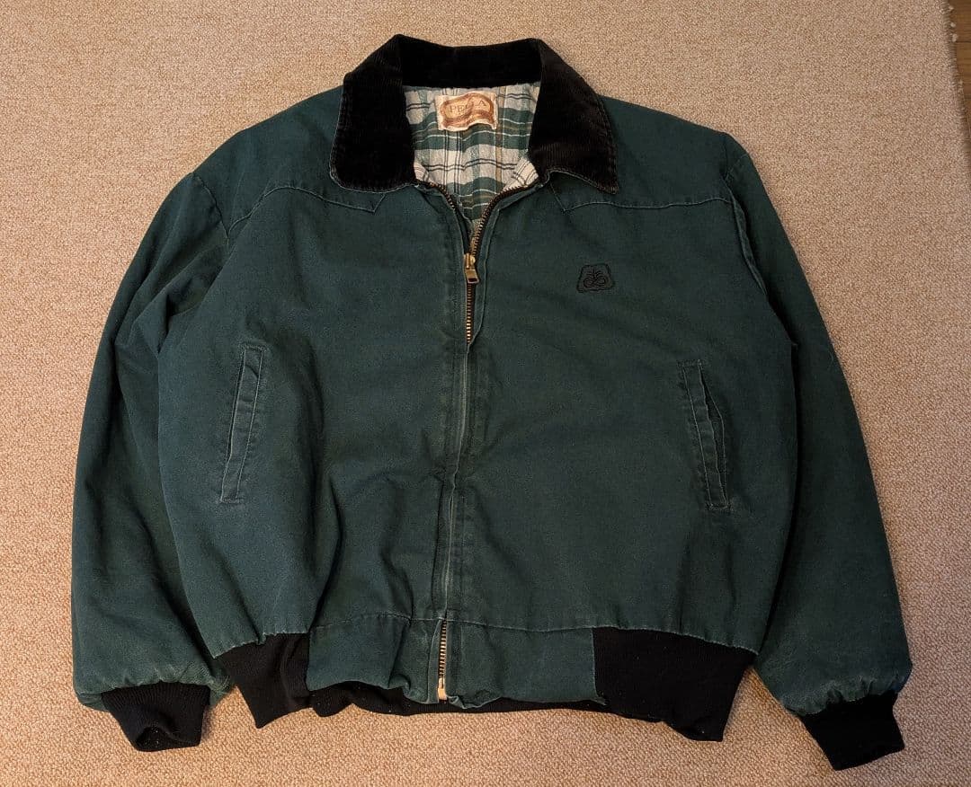 か*ゃ様 80s デトロイトジャケット サンタフェジャケット グリーン 裏地チェ 80年代 ビンテージ USA製 Carhartt カーハート サンタフェジャケット