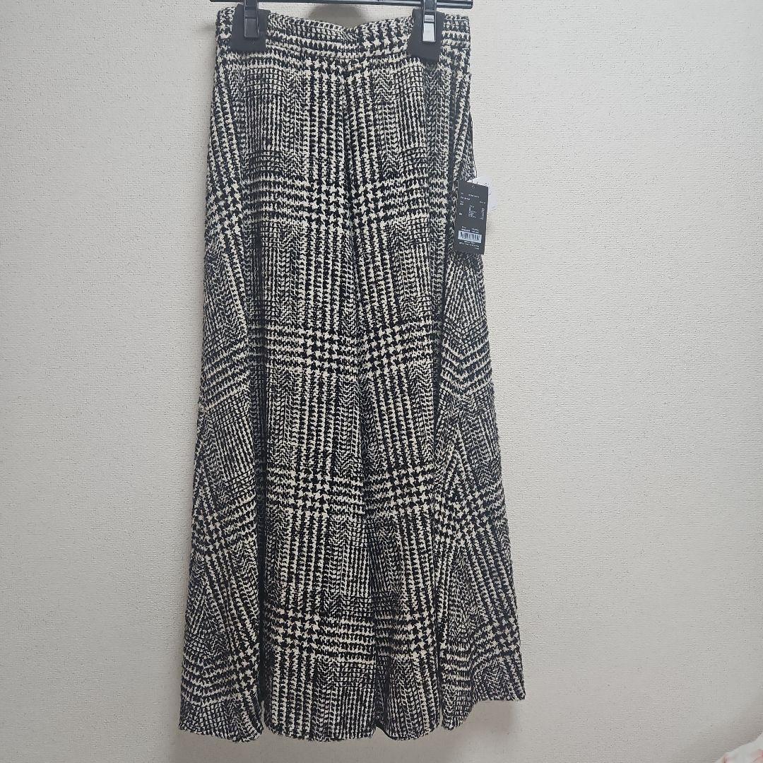 新品未使用 アニュアンス anuans ウールチェックツイードフレア