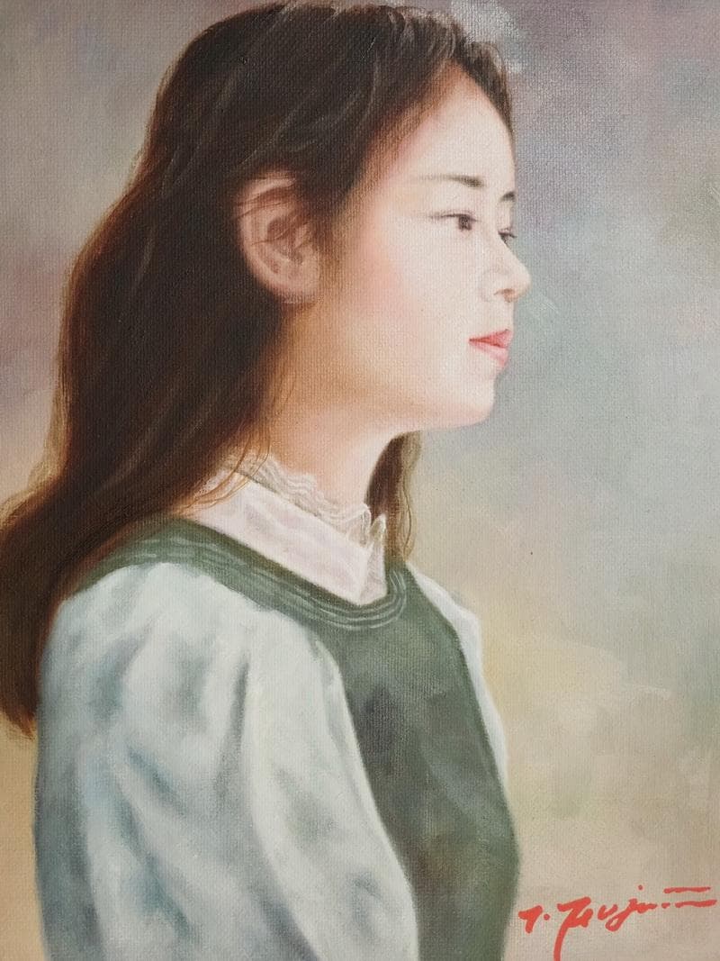 限定値下げ】油彩画 女性肖像 人物画 油絵 藤井勉 F6 額付き 手描き