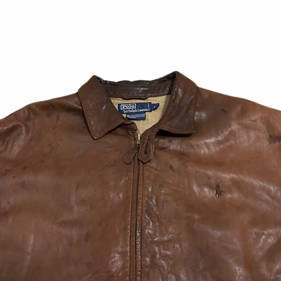 希少 リアムギャラガー着 90s Ralph Lauren レザージャケット - メルカリ