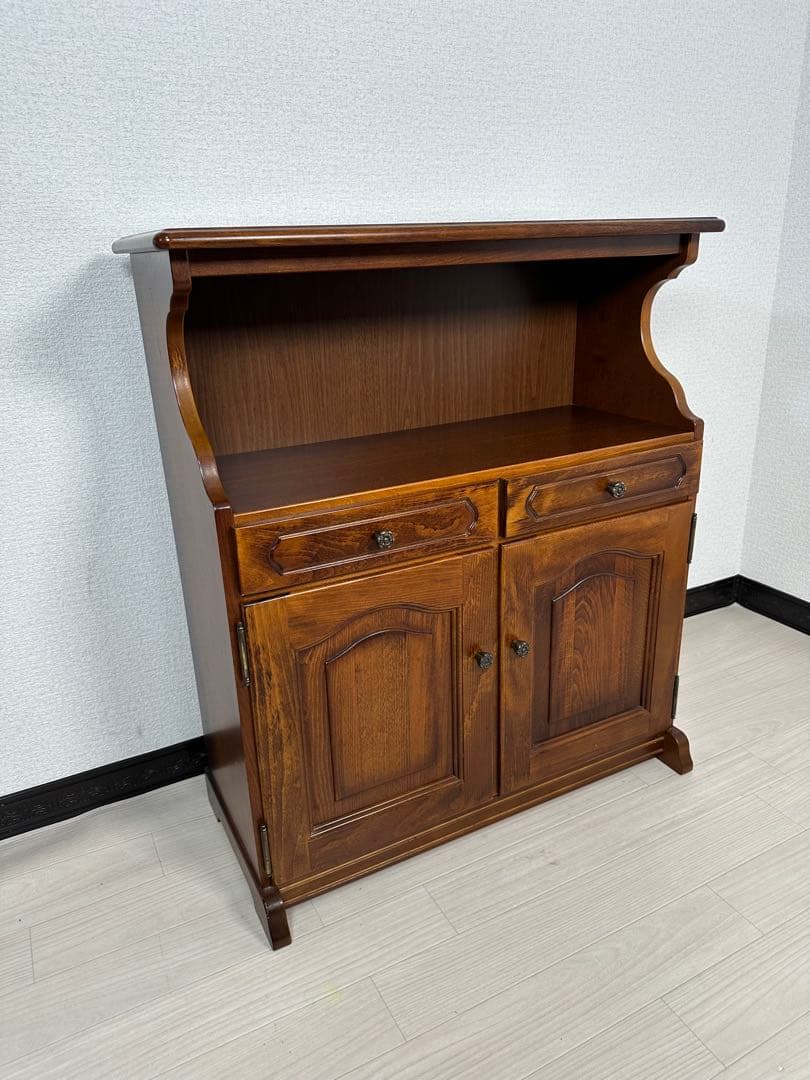 カリモク コロニアル 天然木 電話台 レンジ台 サイドチェスト ※i4※ カリモク 天然木 電話台 花台 レンジ台 サイドチェスト キャビネットi4