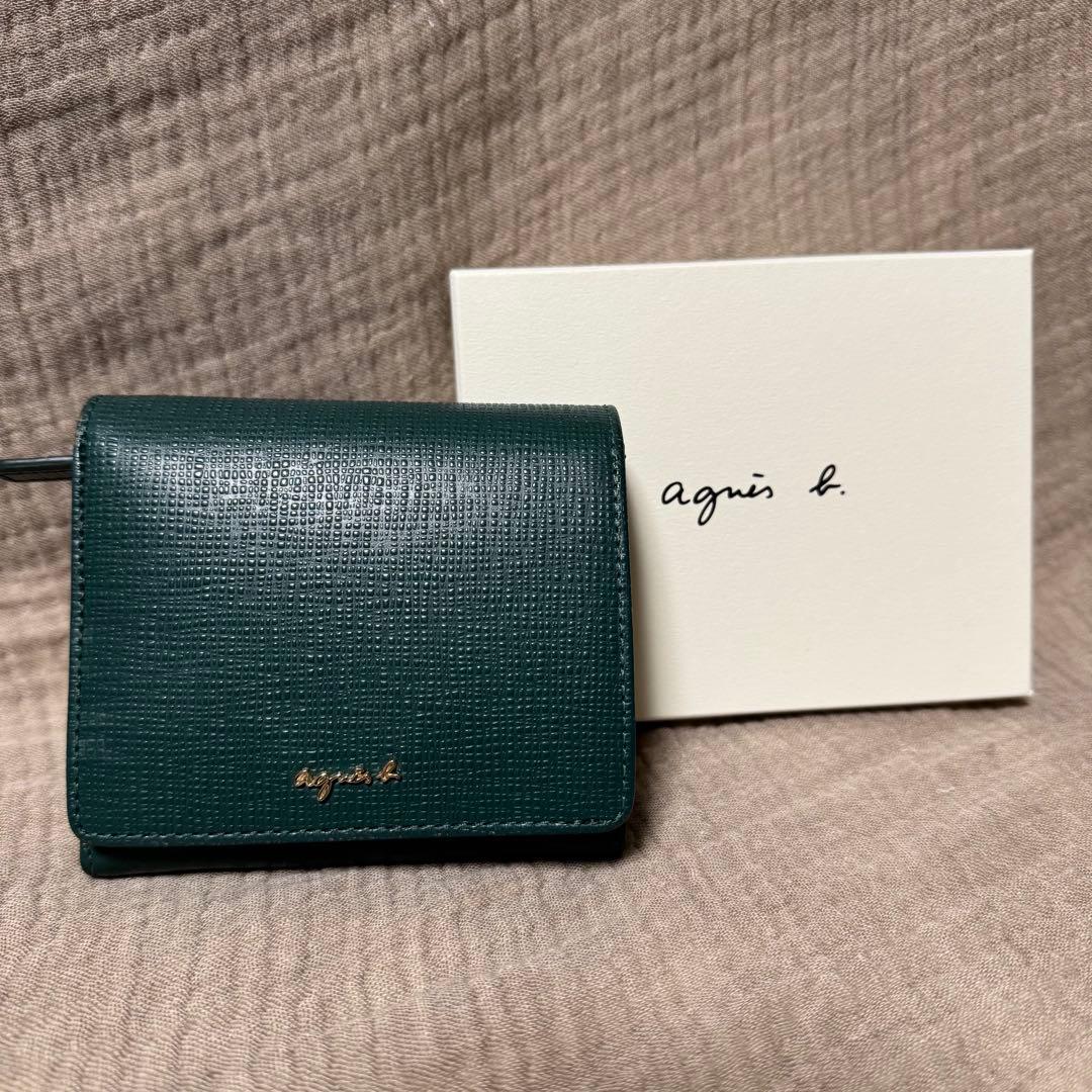 agnes b. アニエスベー ダークグリーン 二つ折り財布 箱付き - メルカリ