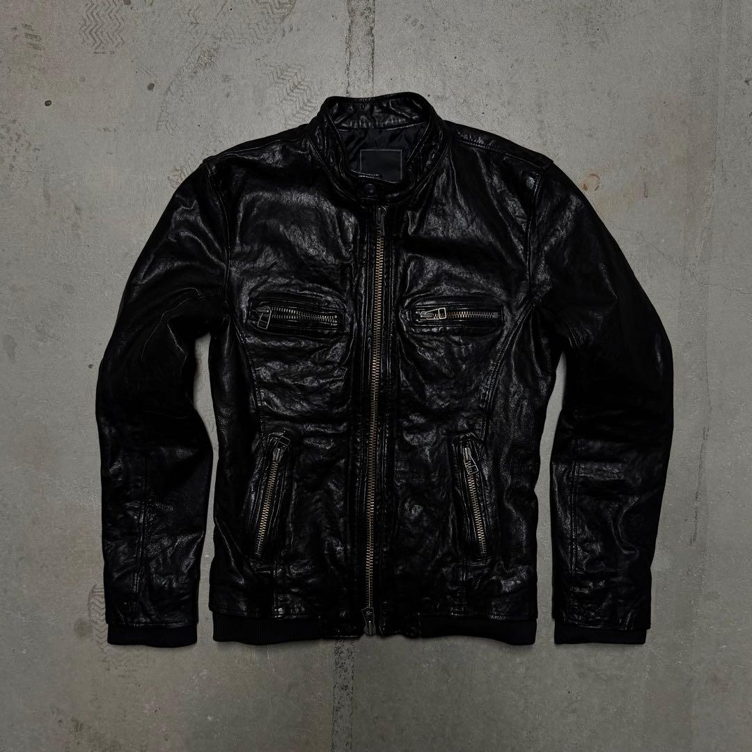 00s archive leather jacket 本革 - メルカリ