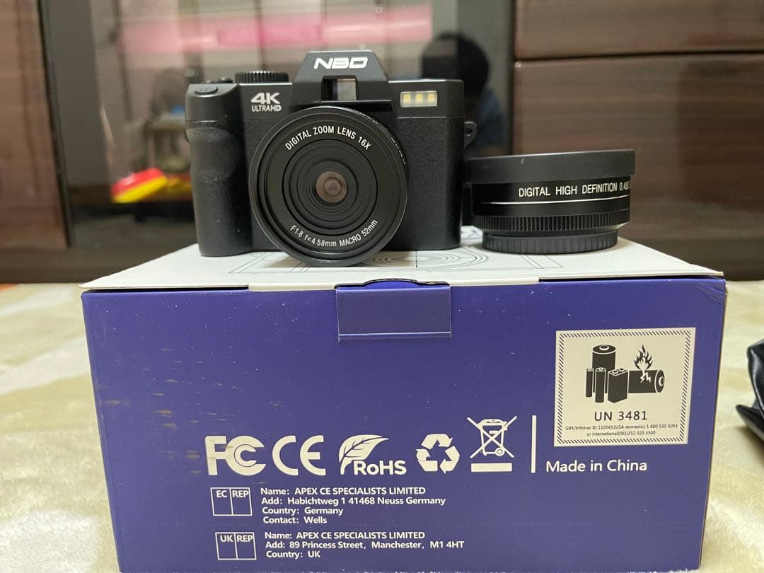 NBD 4K ビデオカメラ 48MP 60fps 32GB Wi-Fi NBD 4K 48MP WiFi Vlogging Camera for YouTube with Webcam, Wide