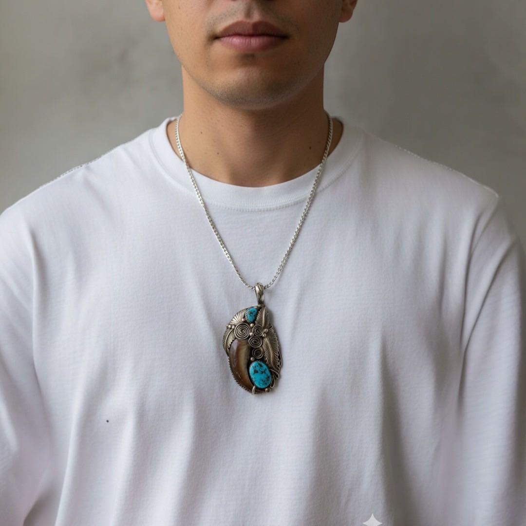 【希少・特大】ナバホ族 M. Thomas Jr.作ベアクロー ペンダントトップ