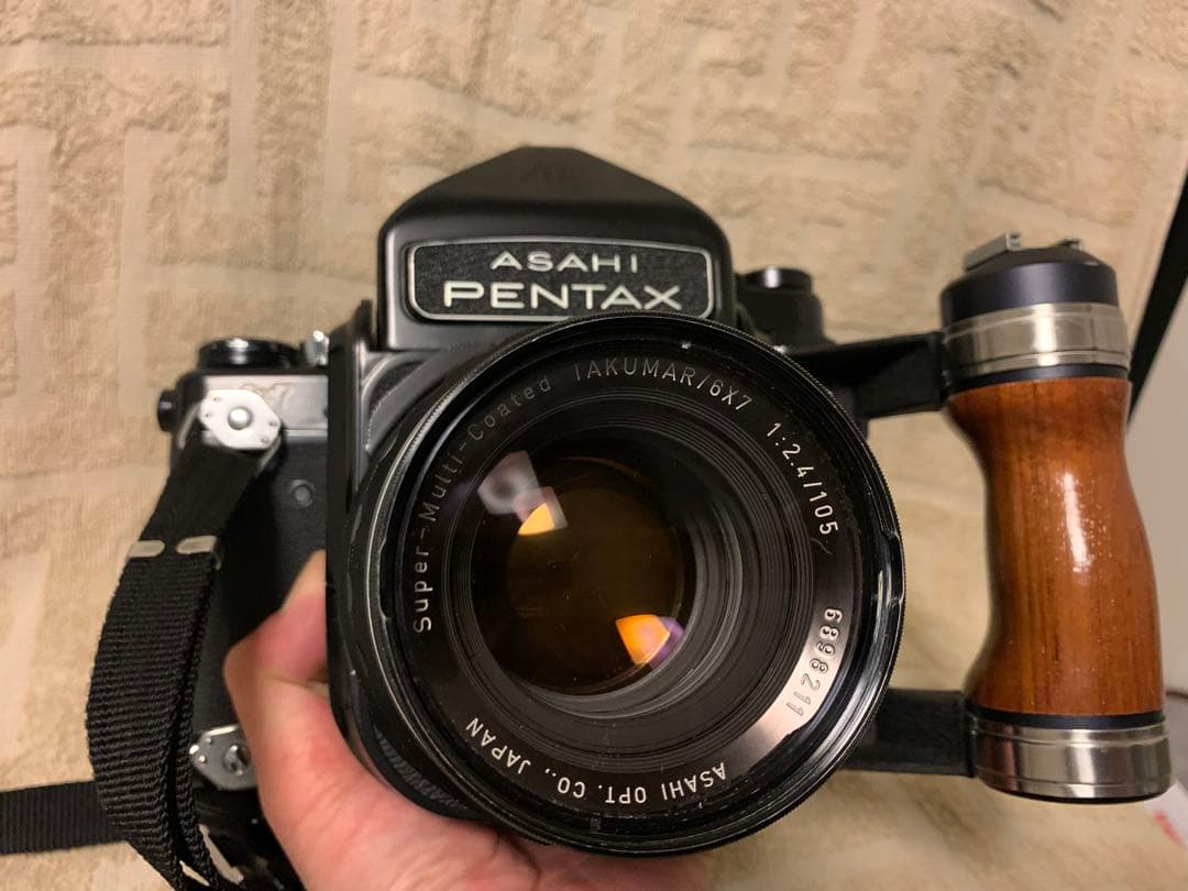PENTAX 67 レンズ105mm木製グリップ付