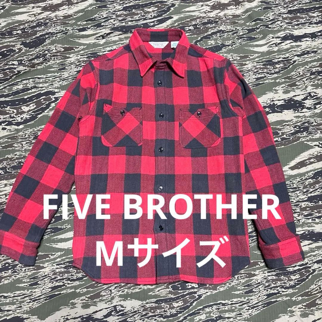 FIVE BROTHER ブロックチェックネルシャツ 赤黒M ファイブブラザー