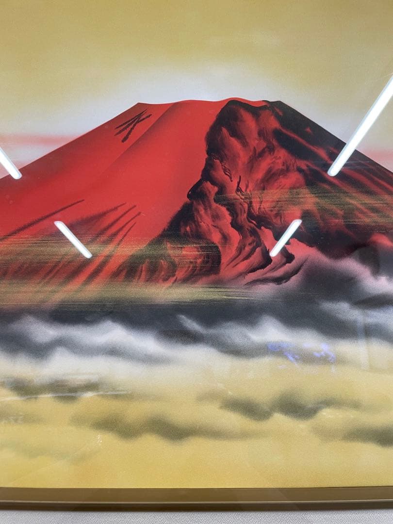 中島秀峰 秀峰 日本絵画 絵画 赤富士 富士山 スチール額装 風水