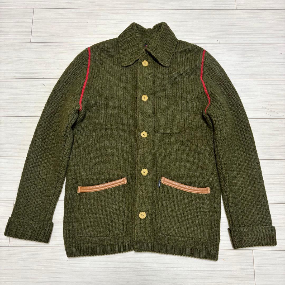 美品 ポールスミス レッドイヤー 圧縮 肉厚ニット レザー使い