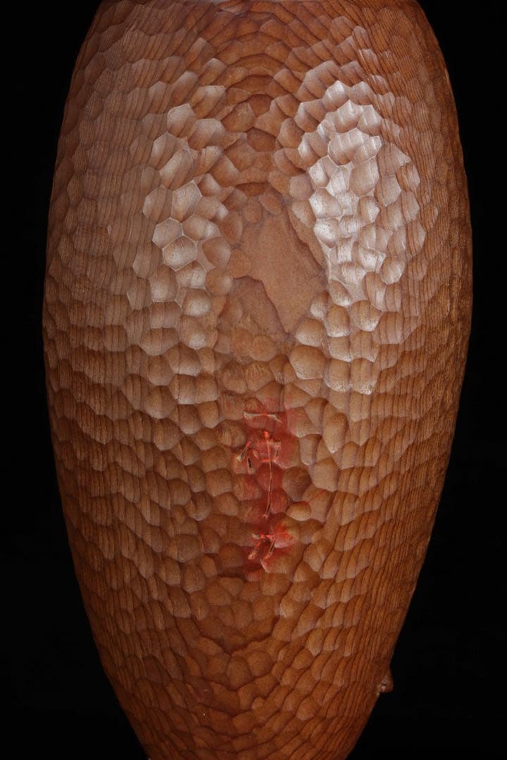 永冨一伸 在銘 木彫 開眼福子 干支 鼠 水瓶 曲玉 一刀彫 置物 共箱