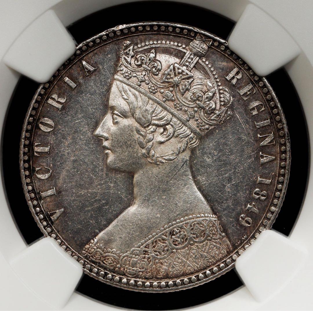 NGC MS61』ヴィクトリア女王ゴッドレスフローリン銀貨（1849年