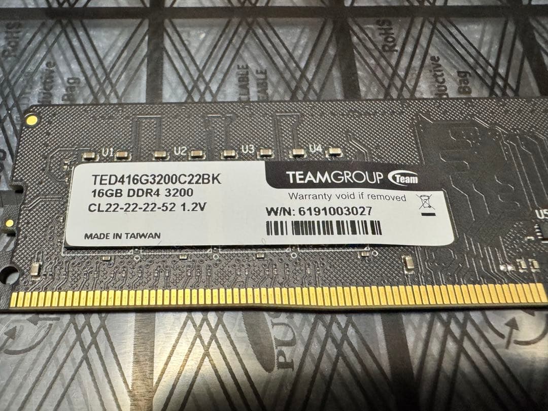16GBx2枚 32GB TEAM DDR4 3200