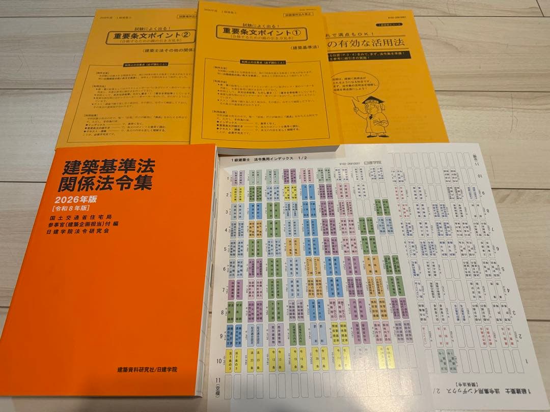 通学生用 新品 2026年度 日建学院 法令集 一級建築士 重要条文